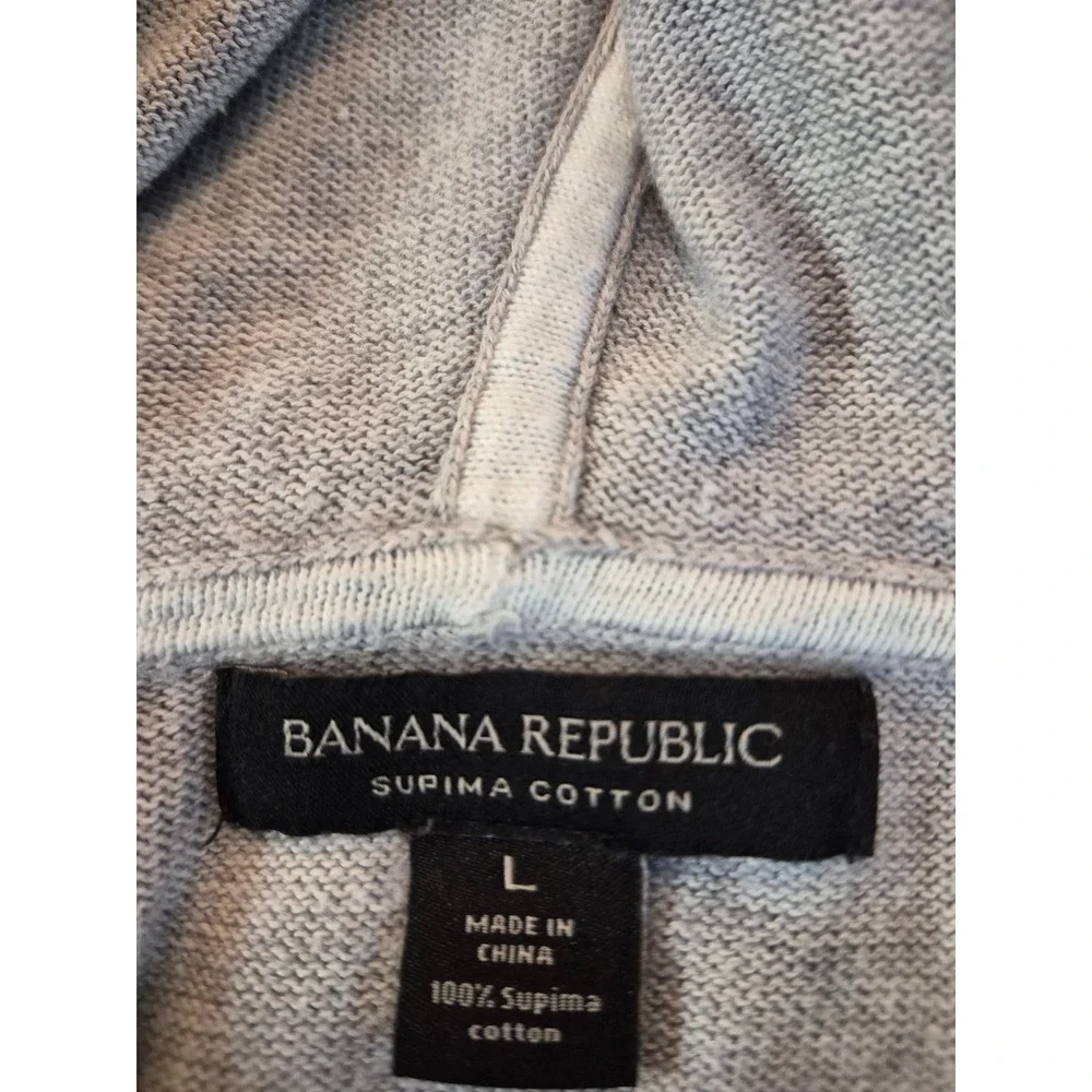 Banana Republic Mens 100% Supima Cotton Textured Knit Hoodie Heathered Gray L